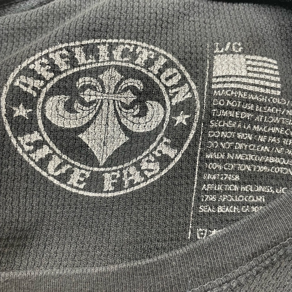 Affliction Men's Winged Up Long Sleeve Thermal large - Picture 12 of 12